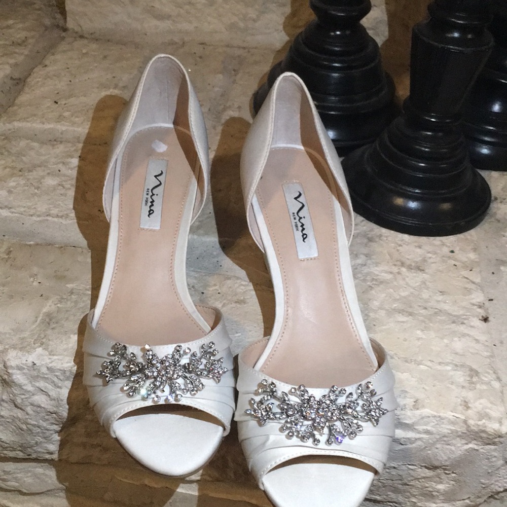 Nina NY Emiko  embellished evening wedges